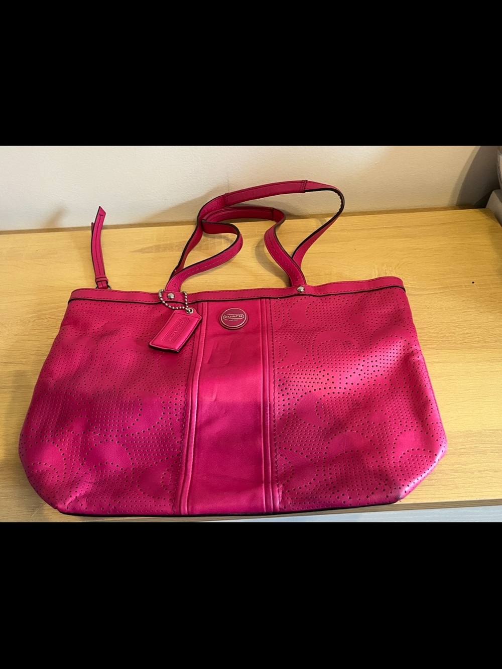 Coach Hot Pink Perforated Tote